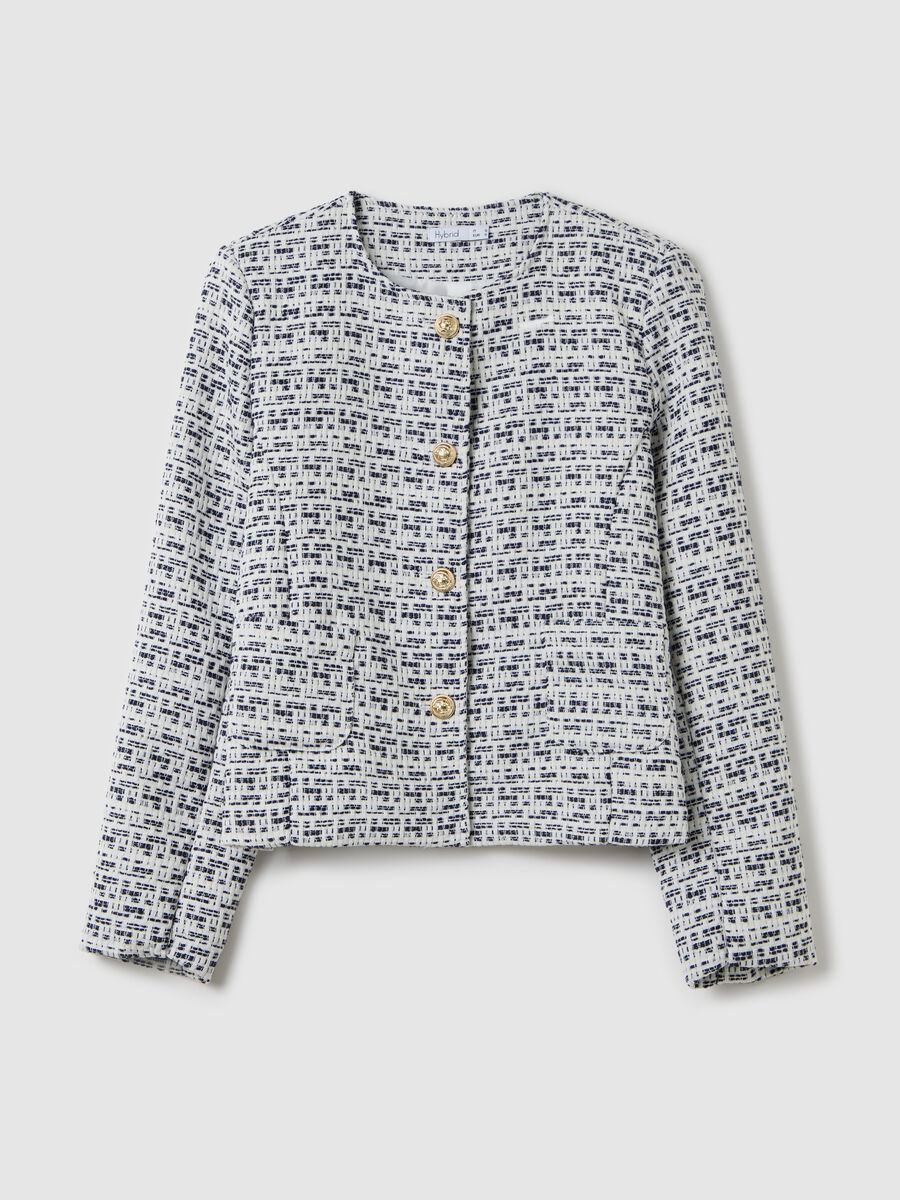 Short black and white jacket in tweed_4