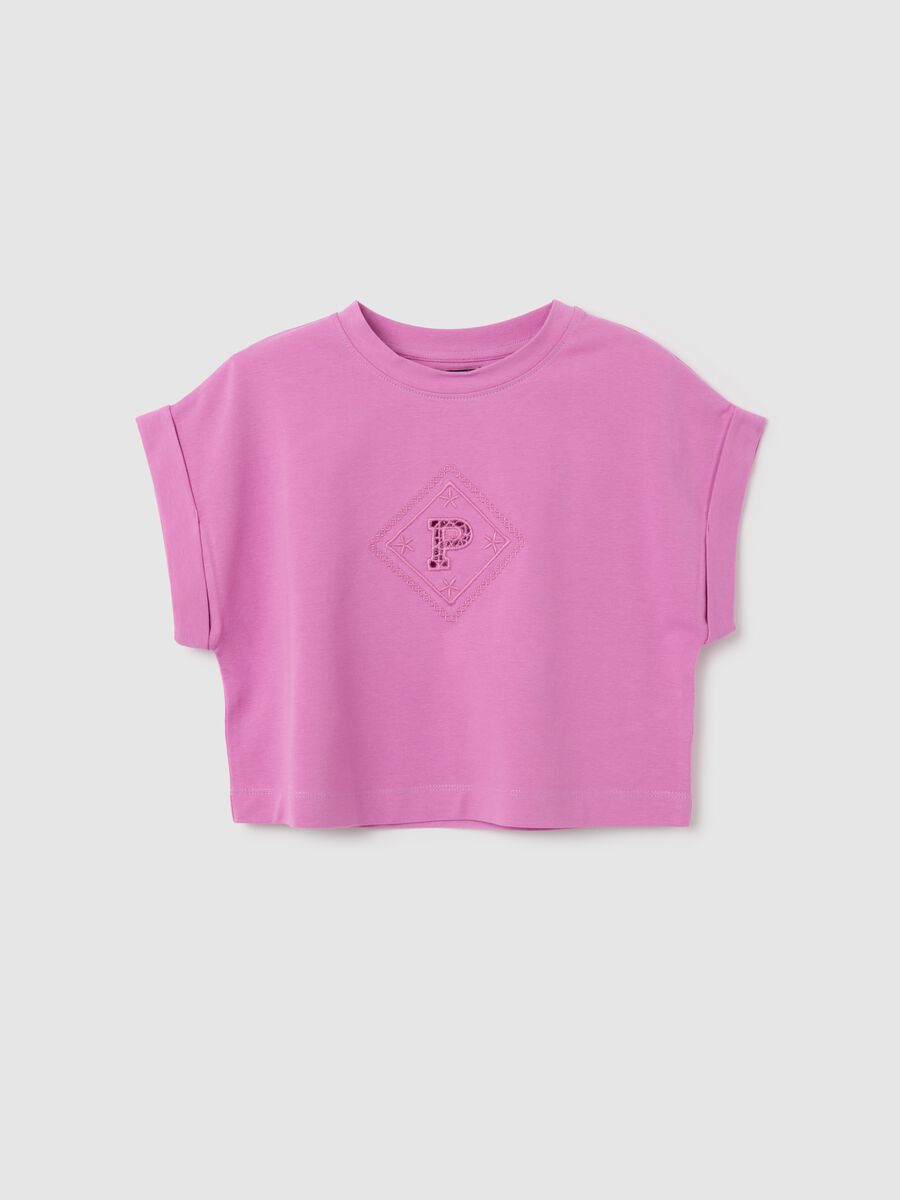 Girls' pink cotton regular fit t-shirt_3