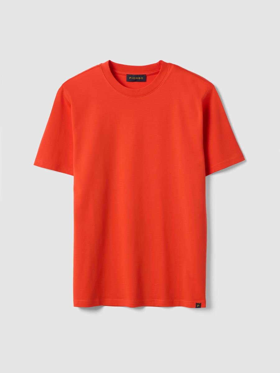 T-shirt girocollo in puro cotone arancione relaxed fit_0