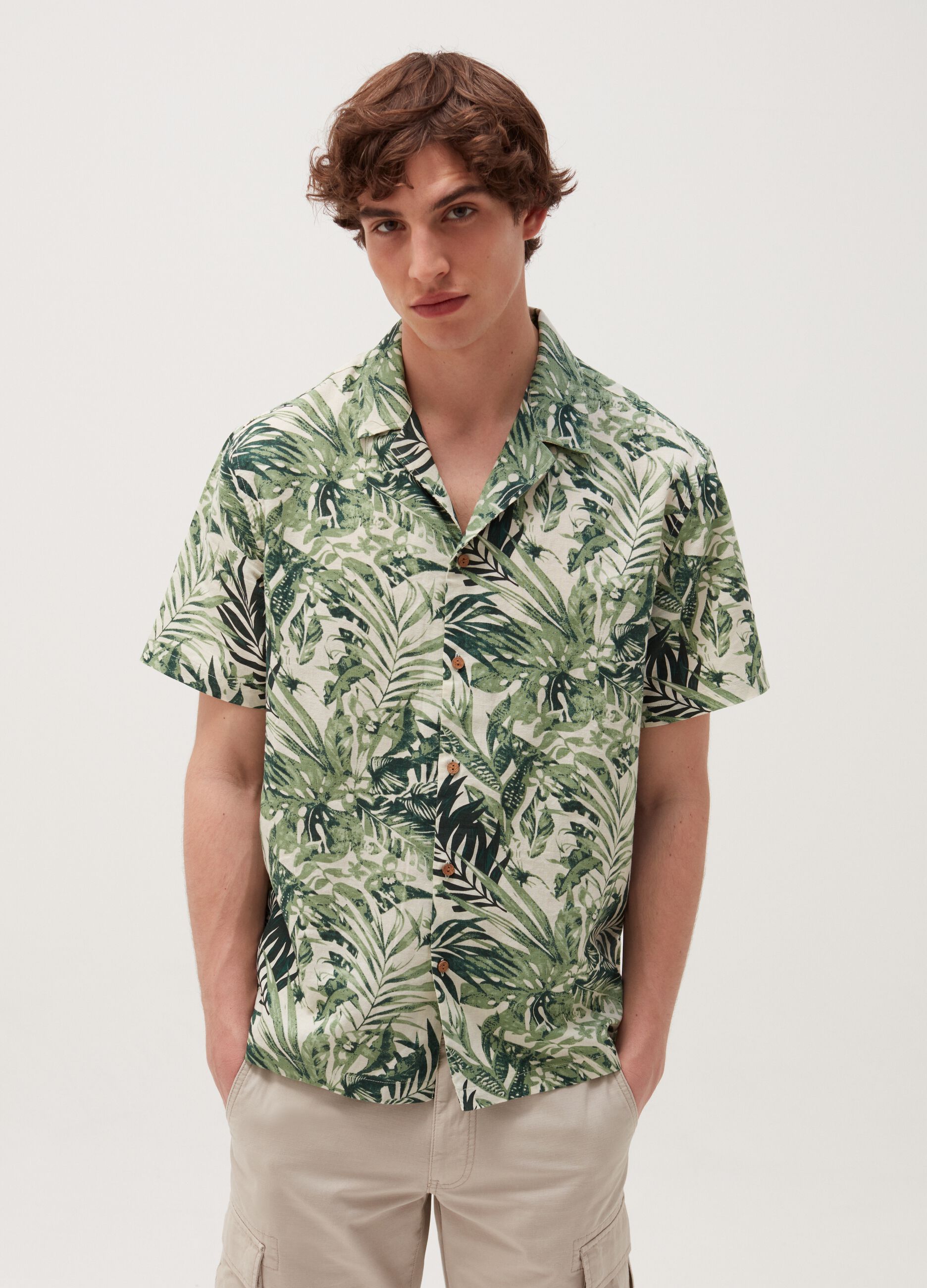 Camicia a maniche corte stampa palme_1