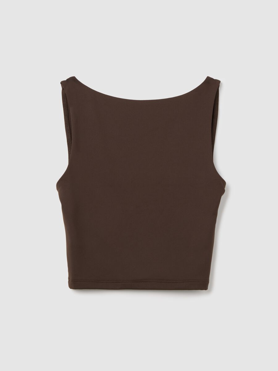 Brown stretch fabric crop tank_4