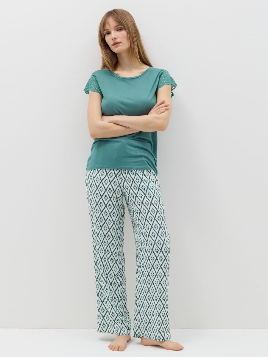 Viscose pyjama trousers with ikat print_0
