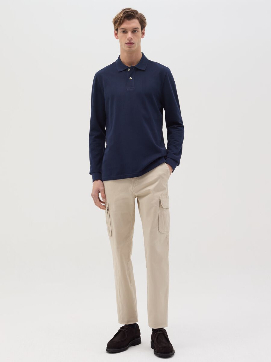 Long-sleeved polo shirt in organic cotton_1