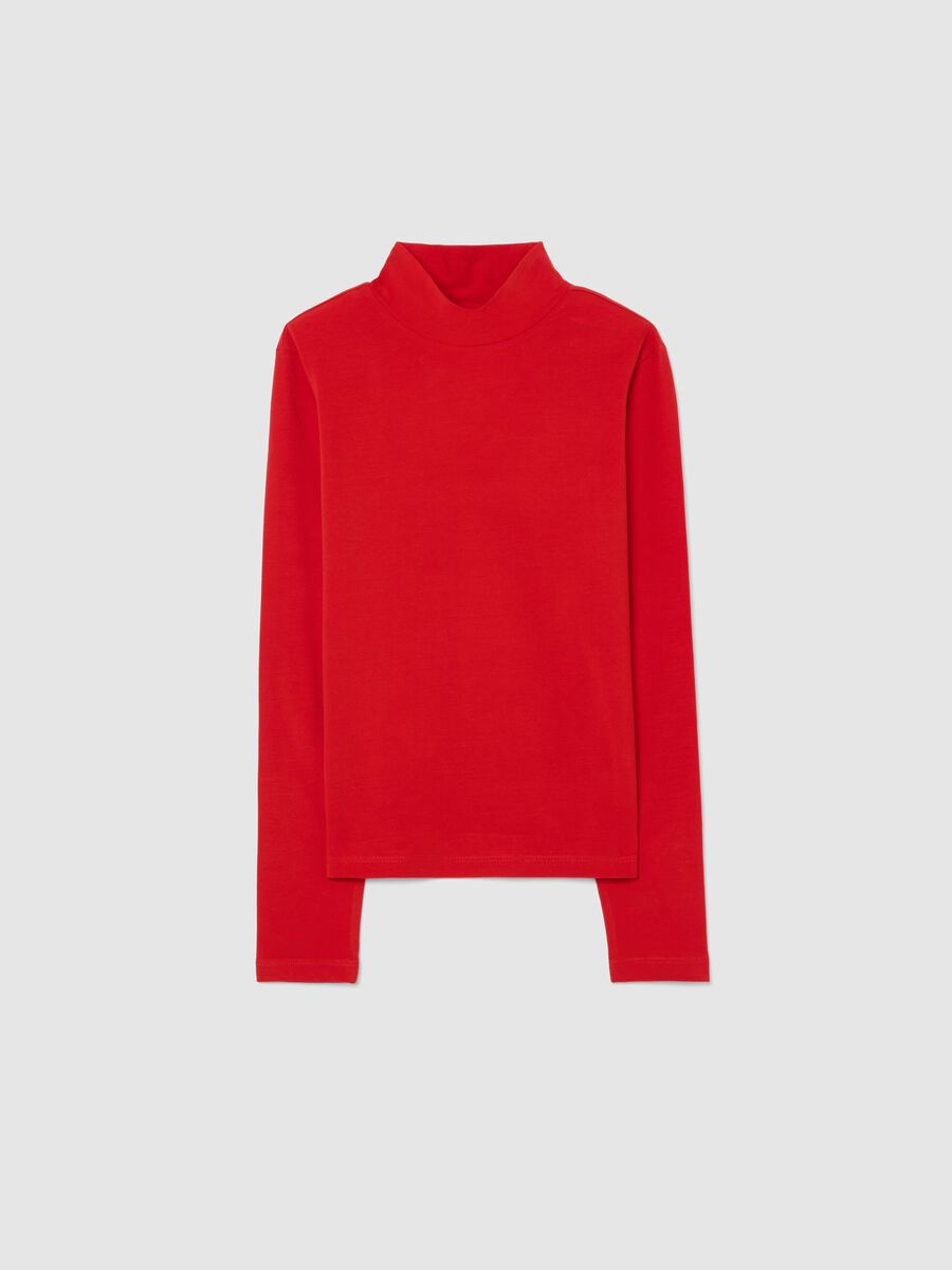 Regular fit elasticated cotton red girls' top_0