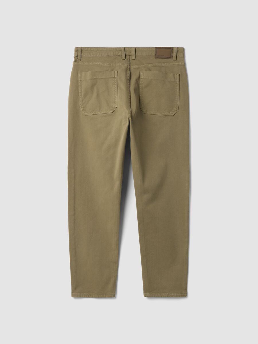 Beige carrot-fit stretch cotton twill trousers_2