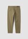Beige carrot-fit stretch cotton twill trousers_2