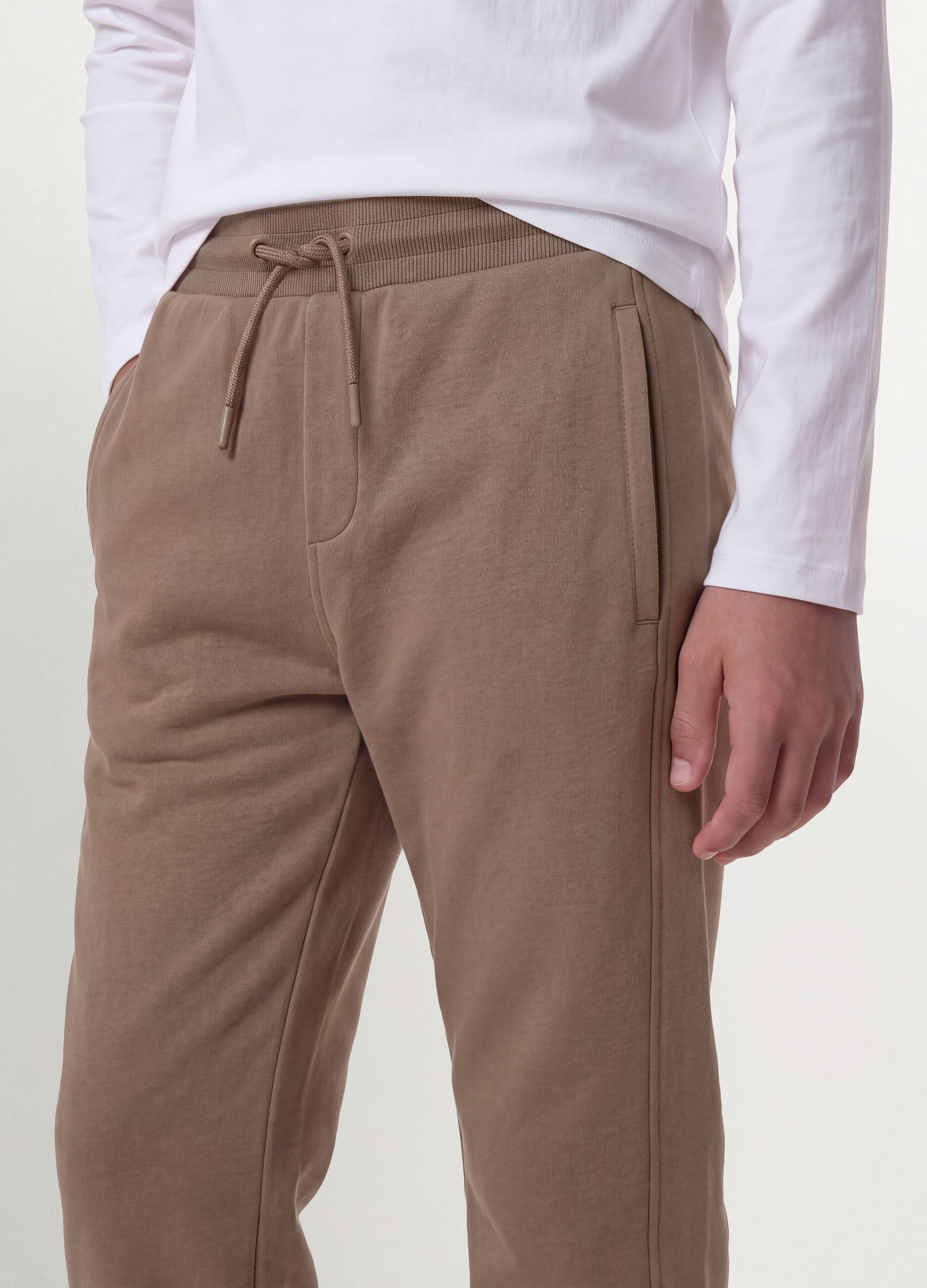 Beige organic cotton jogger trousers
