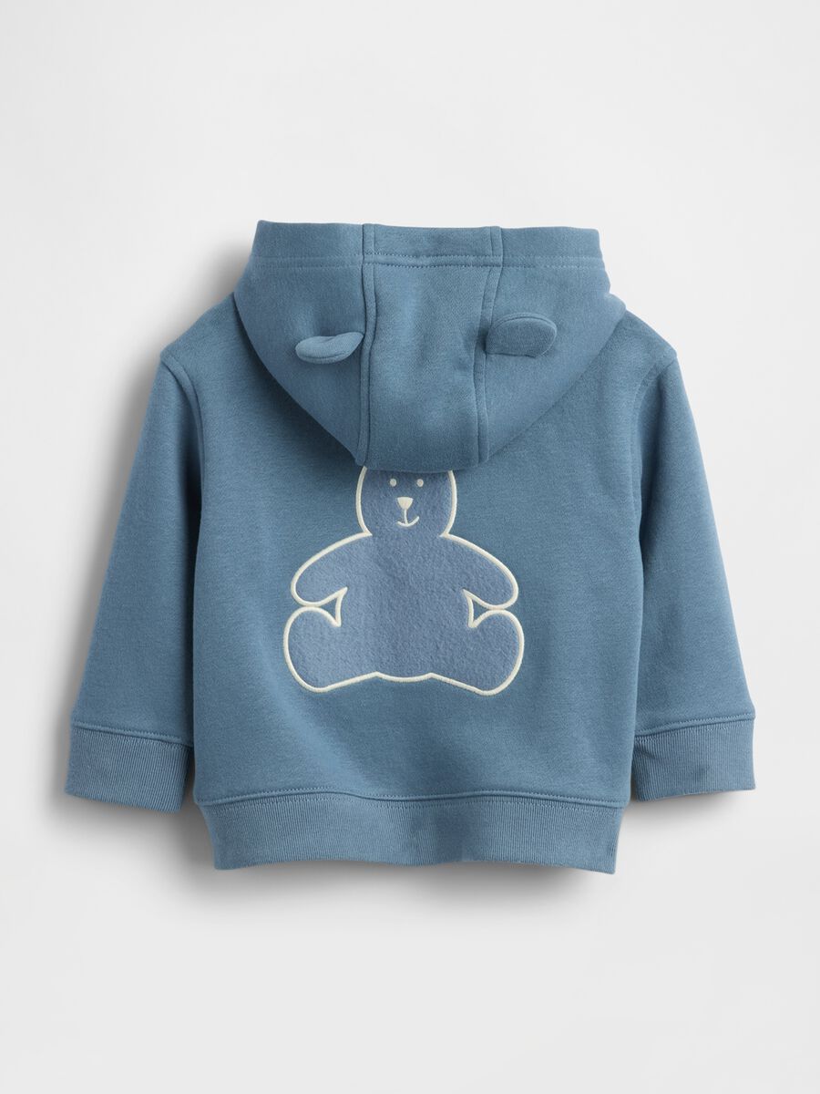 Felpa blu con cappuccio e zip intera_1