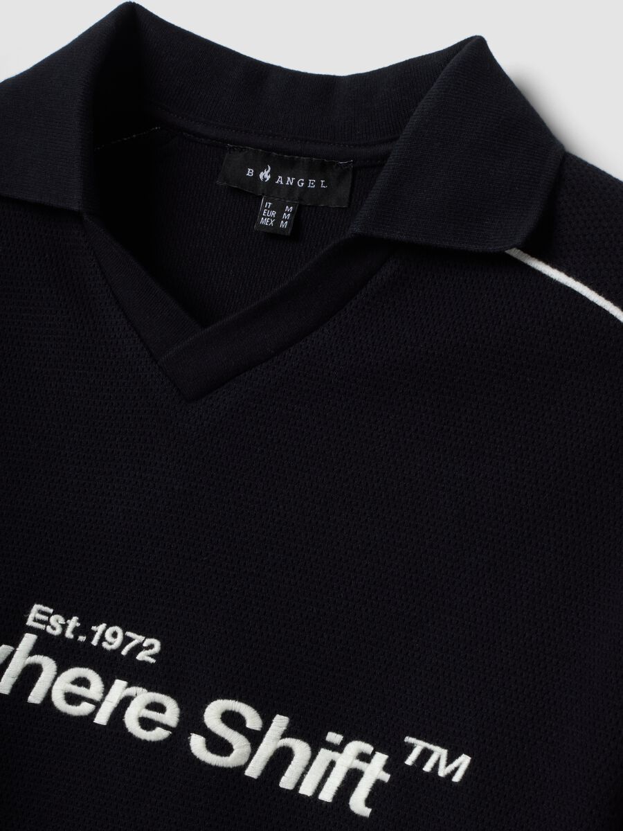 Black pure cotton oversized short-sleeve polo shirt_1