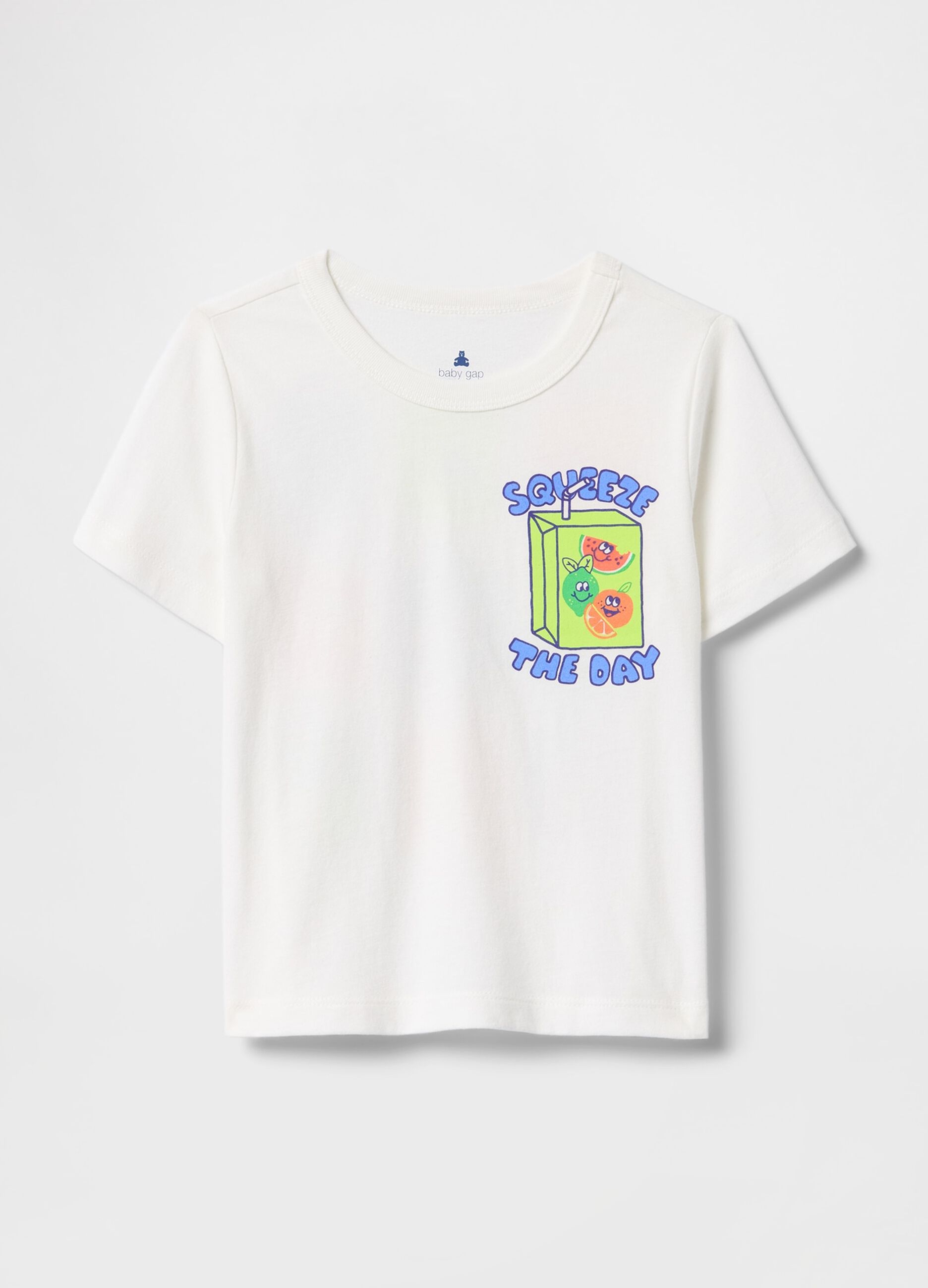 White T-shirt with fruit juice graphic