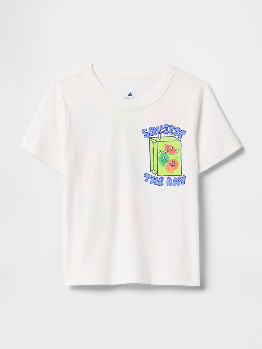 White T-shirt with fruit juice graphic_0