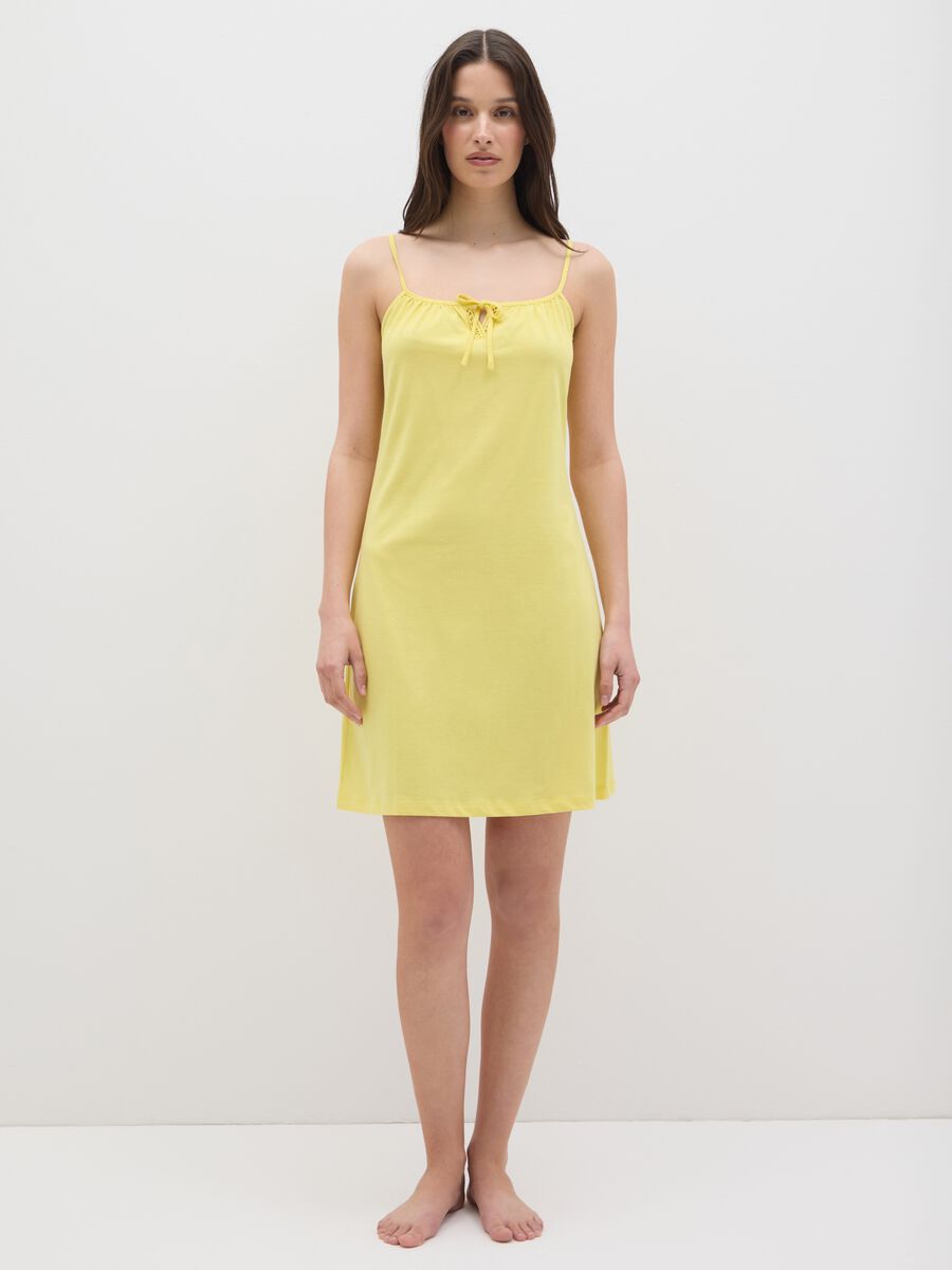 Women's dress in pure yellow cotton_0