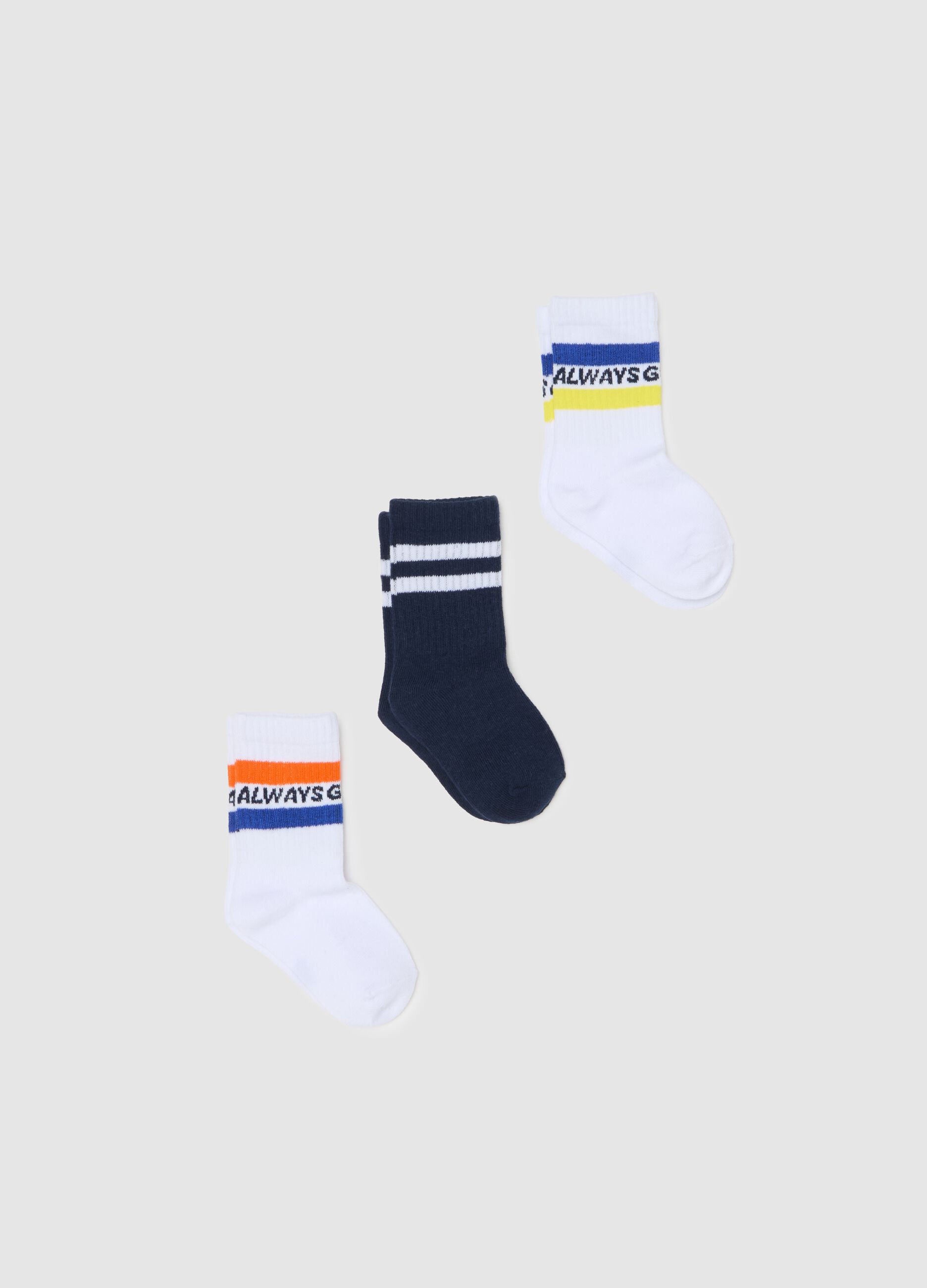Tripack calze da tennis righe e lettering