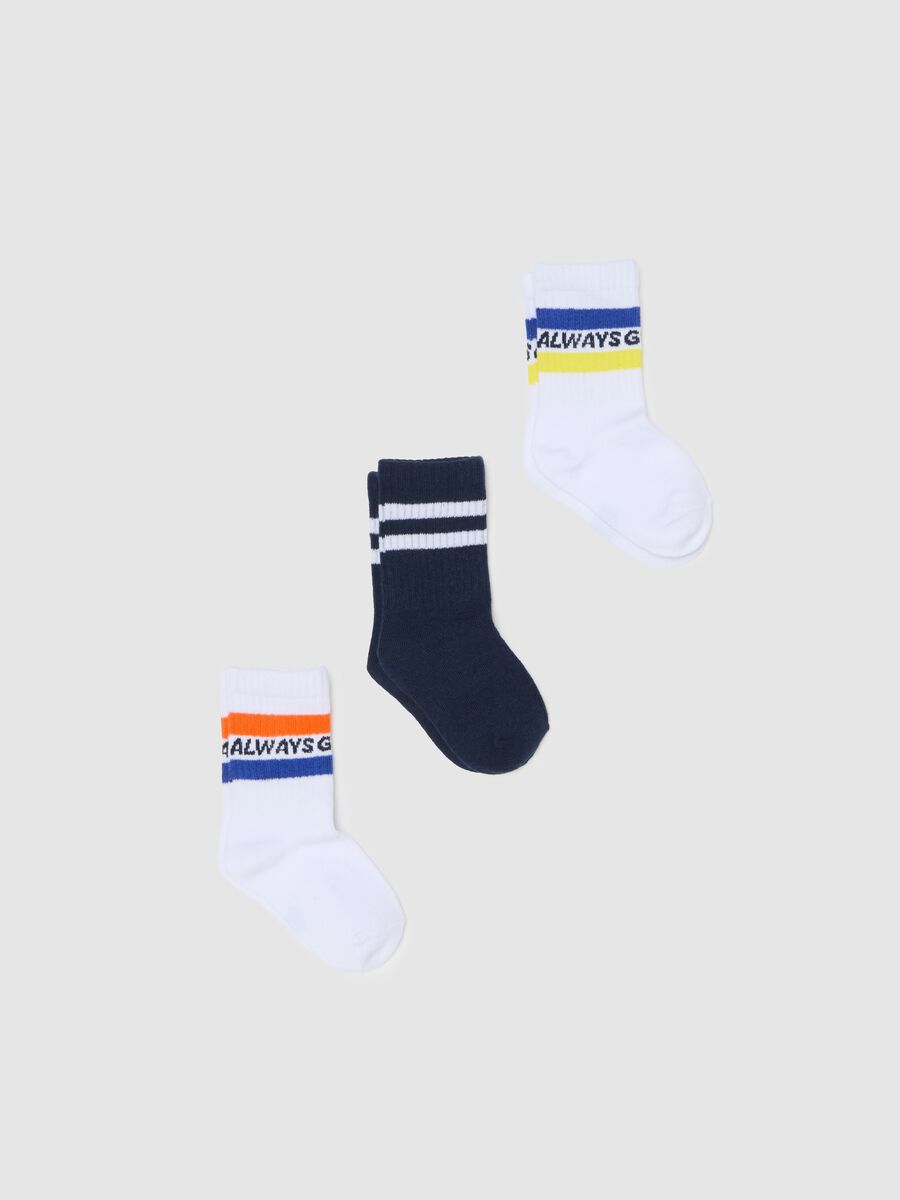 Three-pack tennis socks with stripes and lettering_0