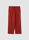 Red viscose-linen blend straight-fit trousers with drawstring_4