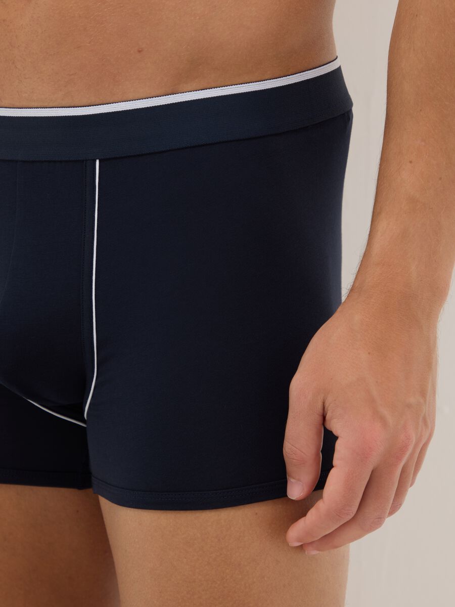 Blue Stretch Cotton Regular Fit Boxers Twin Pack_3