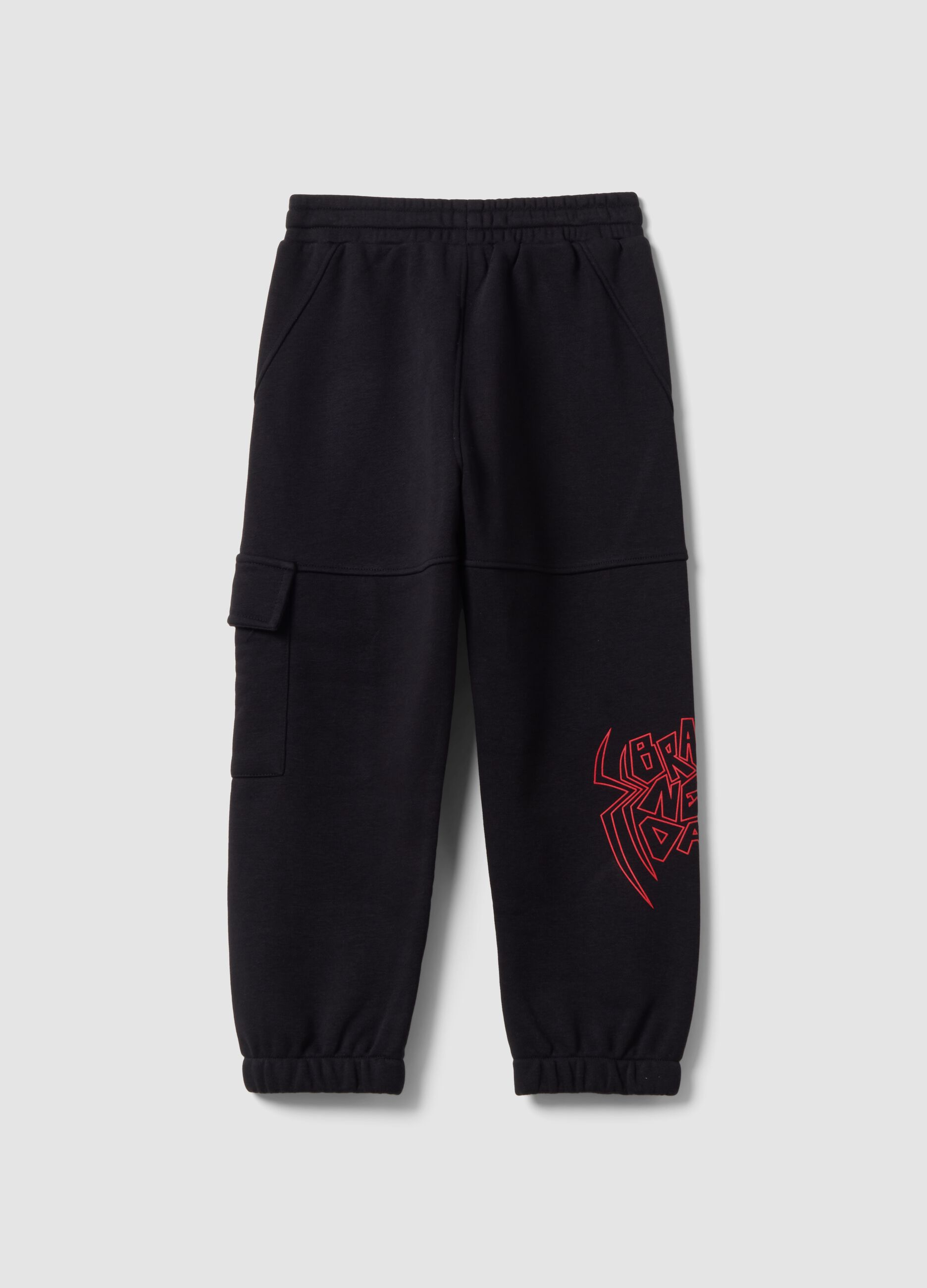 Pantaloni jogger neri in misto cotone con grafiche Spider-Man per bambino