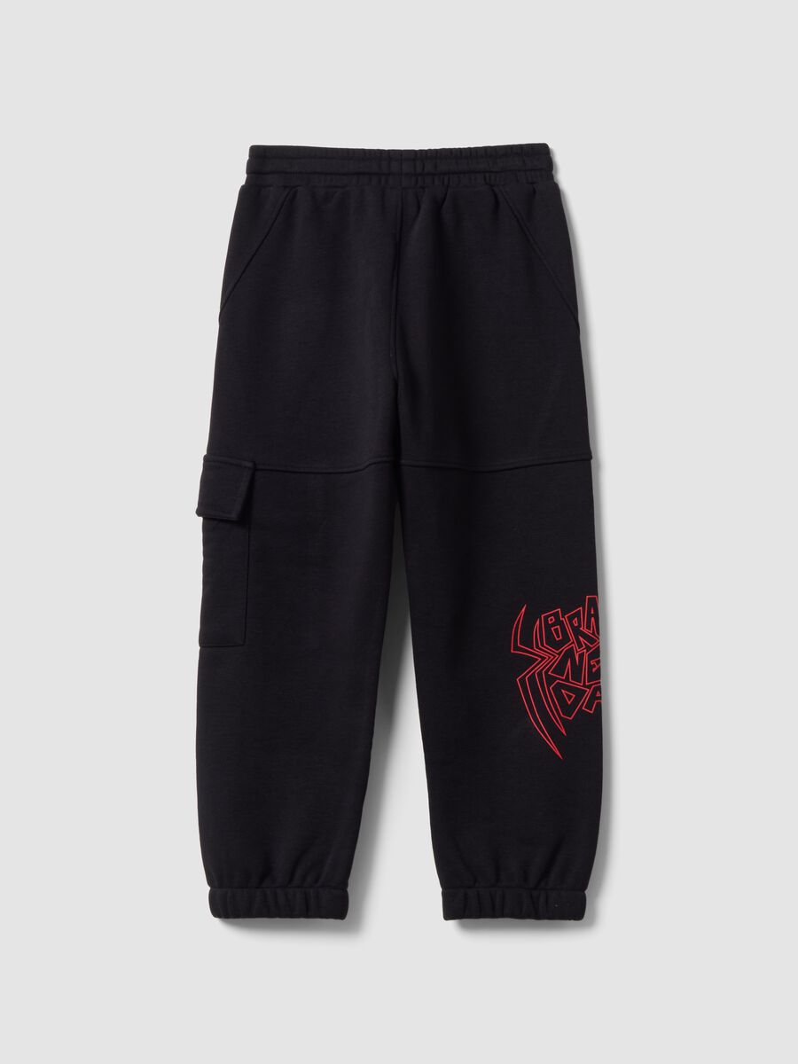 Pantaloni jogger neri in misto cotone con grafiche Spider-Man per bambino_1