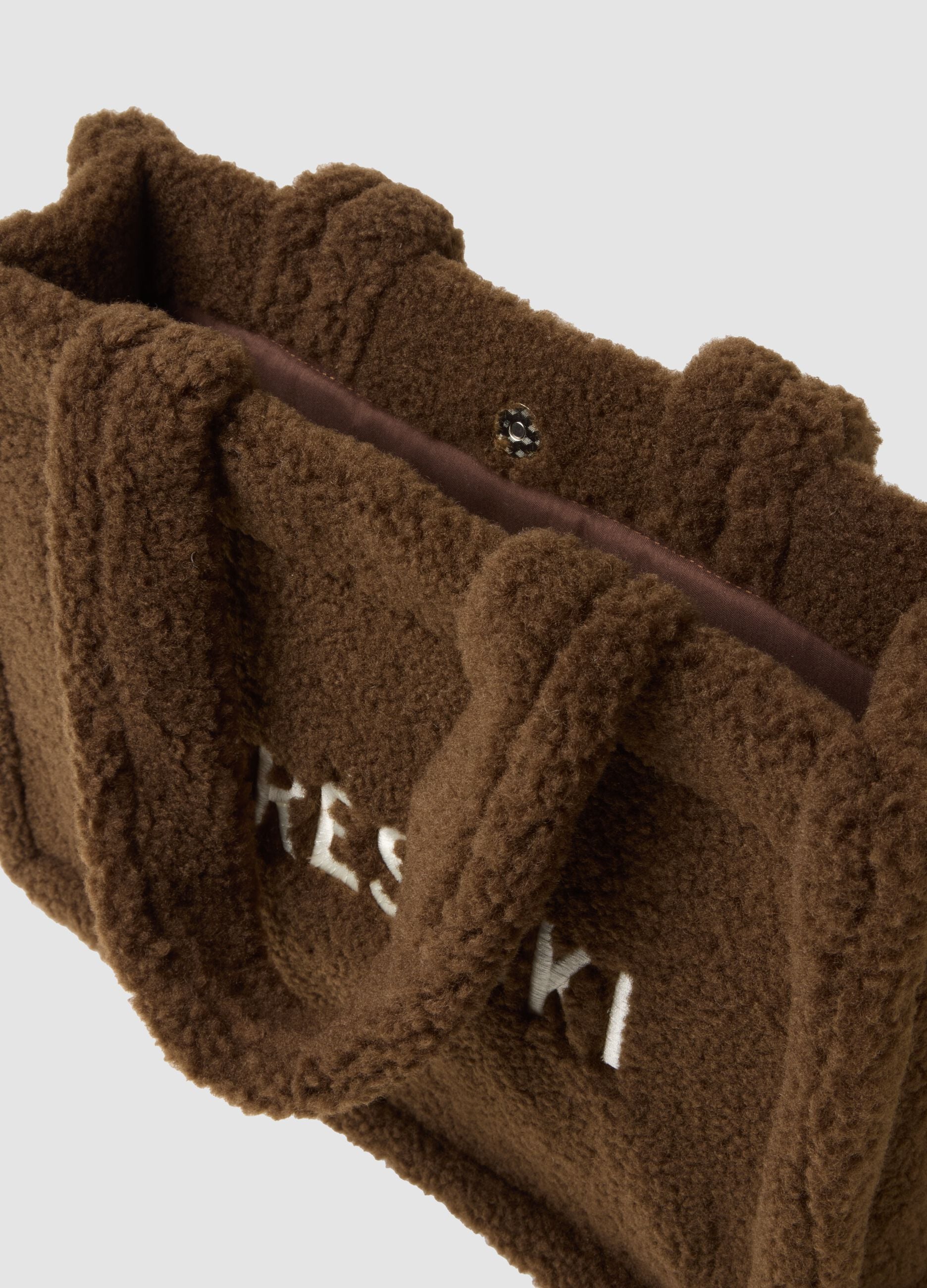Borsa a mano marrone effetto teddy