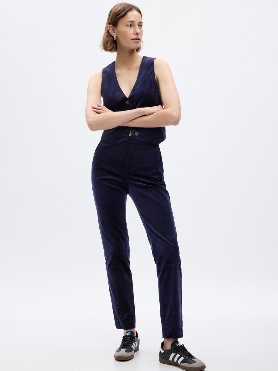Pantaloni a sigaretta straight fit in velluto_0