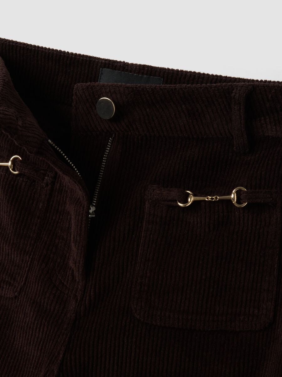 Brown flared ribbed stretch-cotton trousers_5