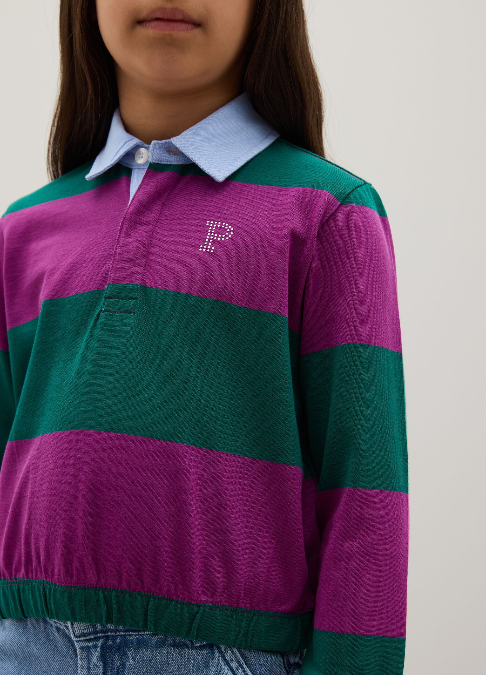 Polo da ragazza in puro cotone multicolor regular fit