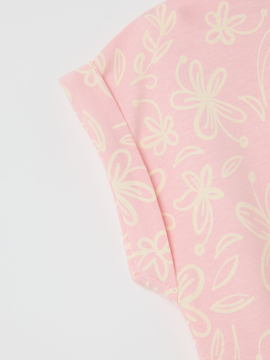 Pink sleeveless dress with floral motifs_3