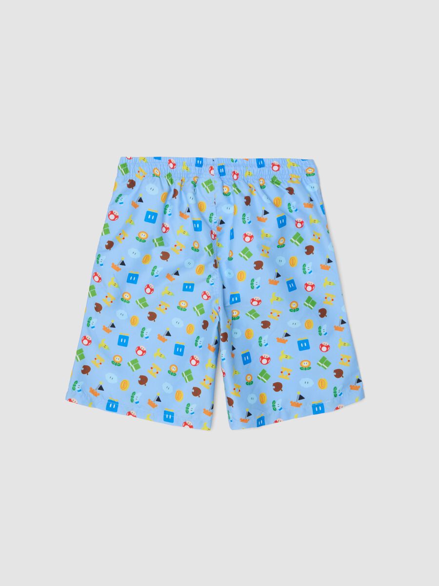 Children's blue swim boxers regular fit with Super Mario prints_1