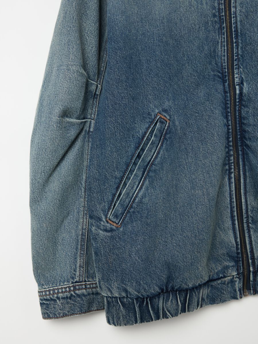 Oversized full-zip bomber jacket in denim_5