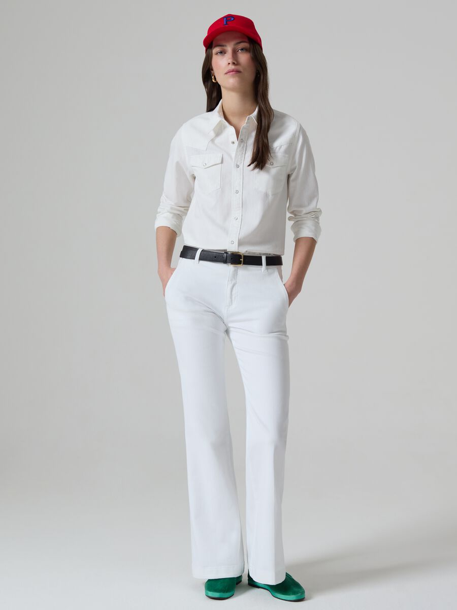 Flare-fit stretch cotton chino jeans_0