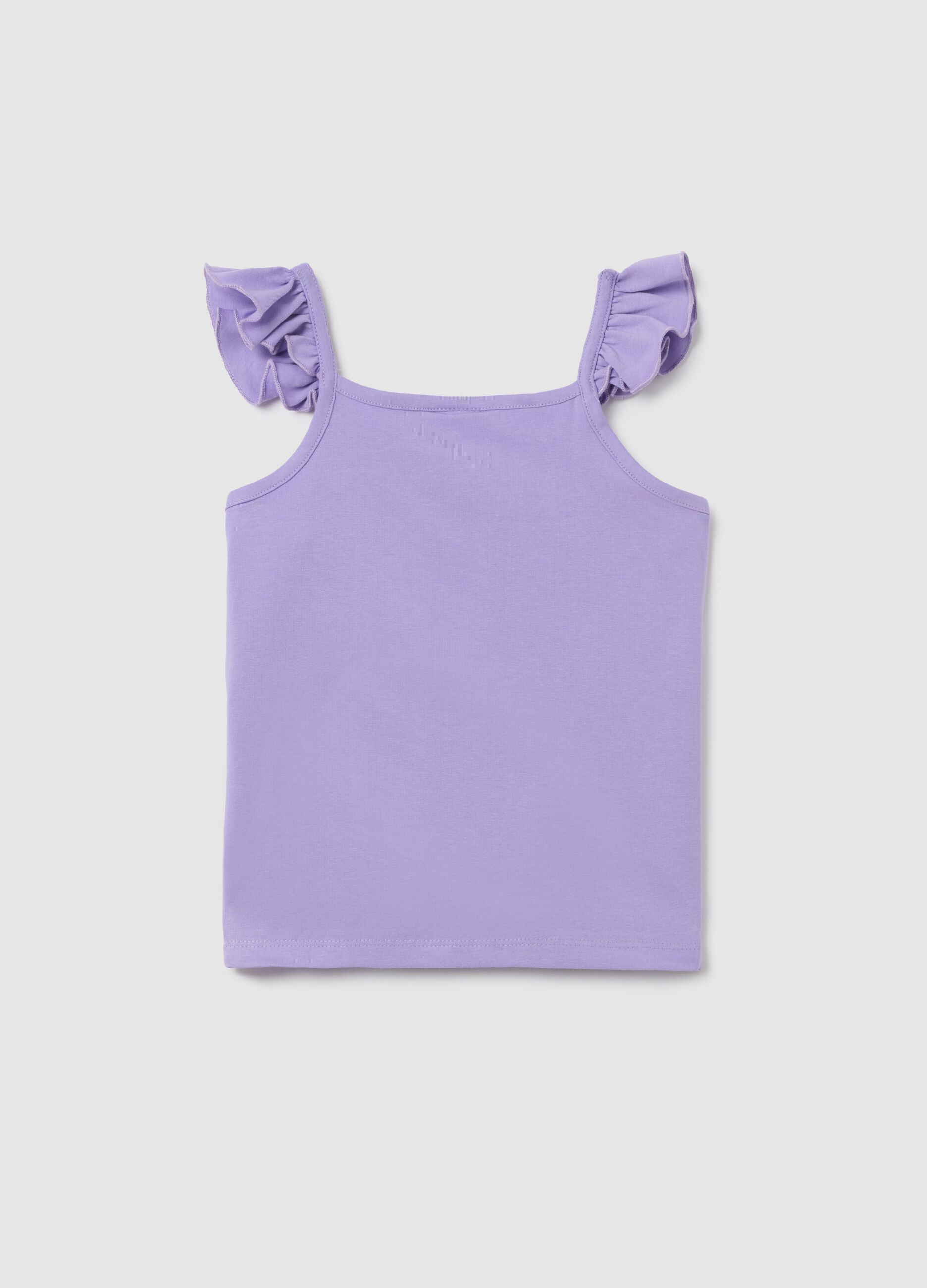 Top da bambina in cotone elasticizzato viola regular fit con stampa Disney