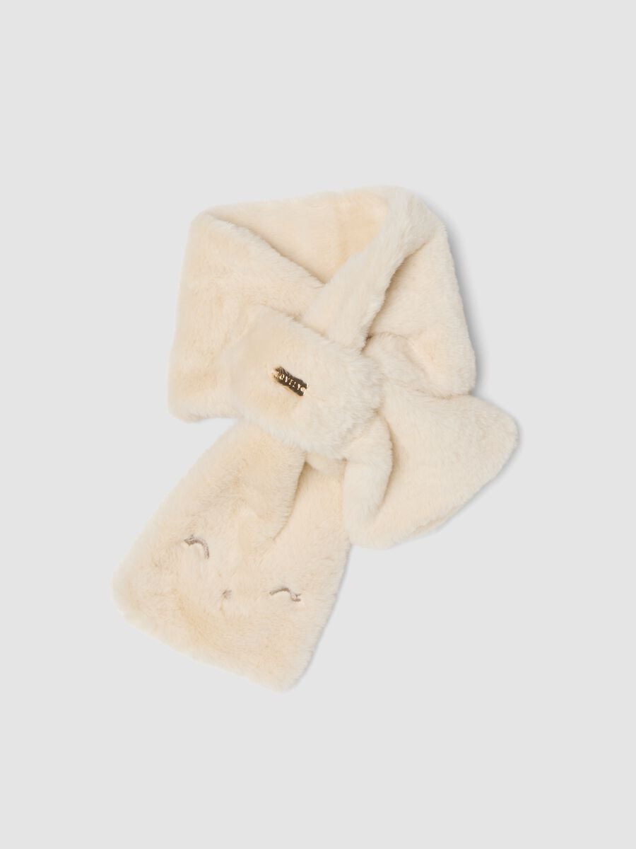 Blush-orange embroidered scarf_0
