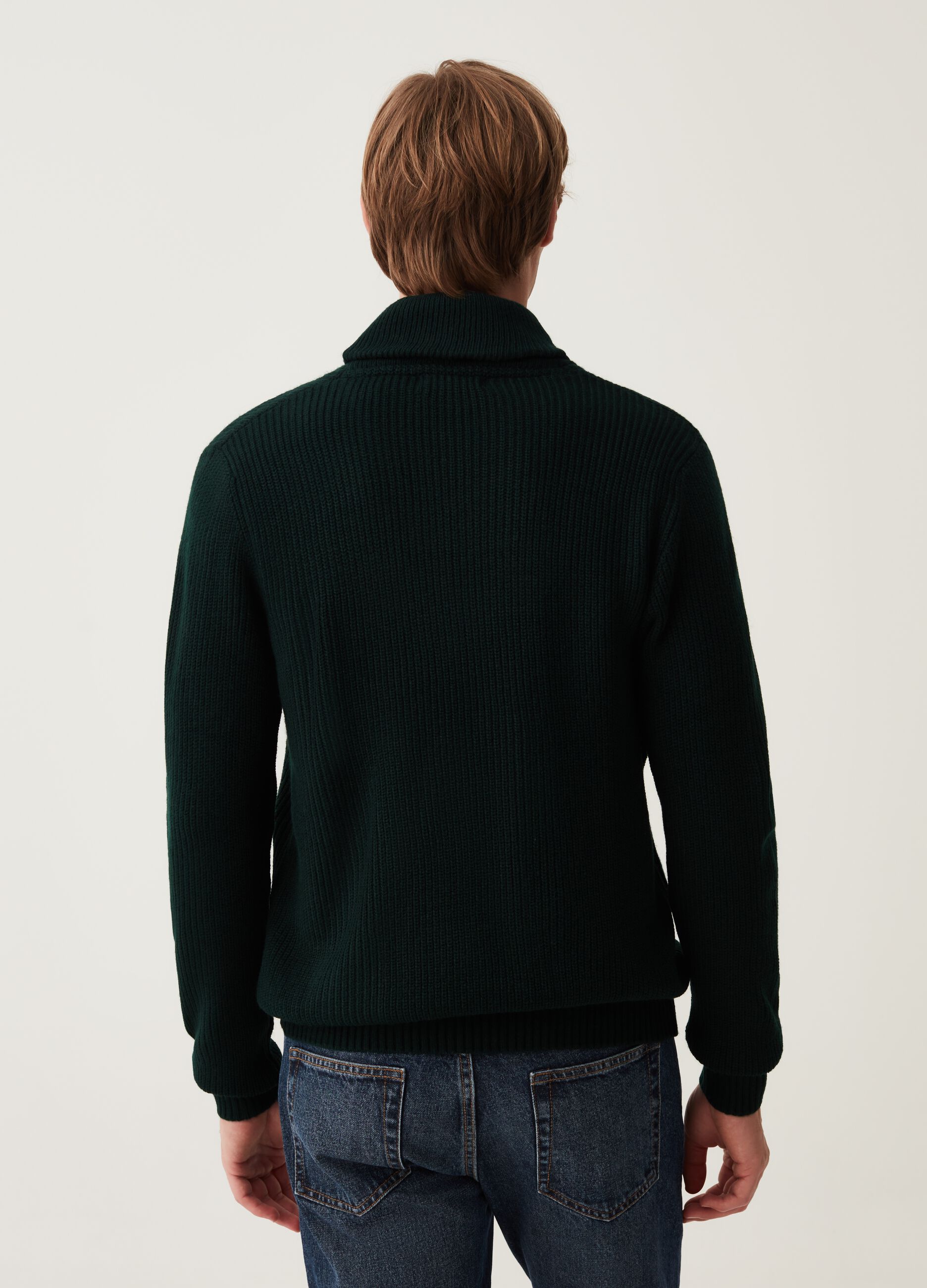 Maglione invernale con scollo a scialle verde da Uomo OVS