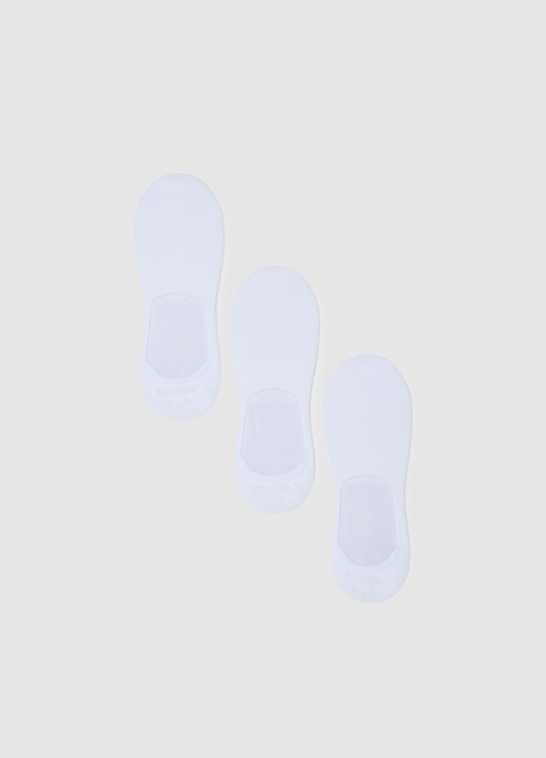 White Invisible Cotton Blend Socks Tripack