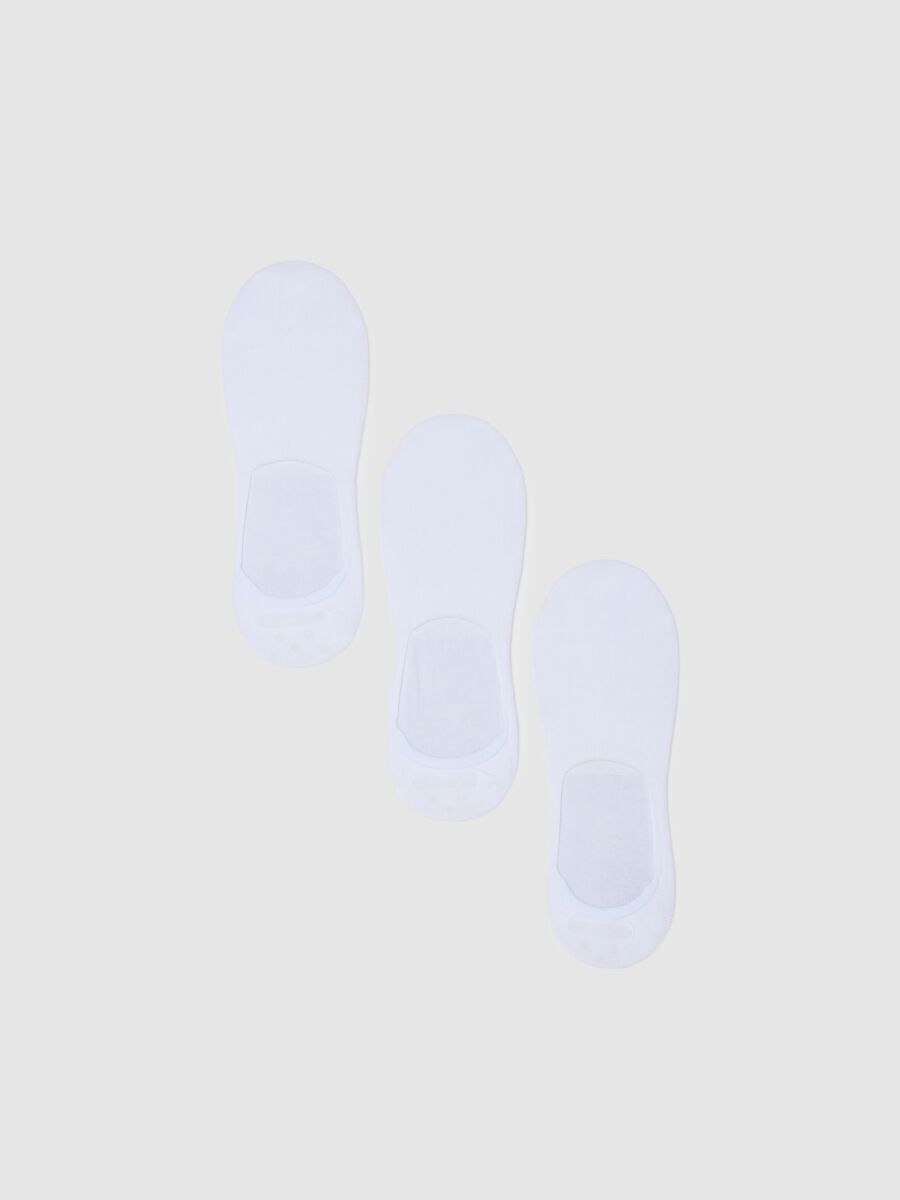 White Invisible Cotton Blend Socks Tripack_0