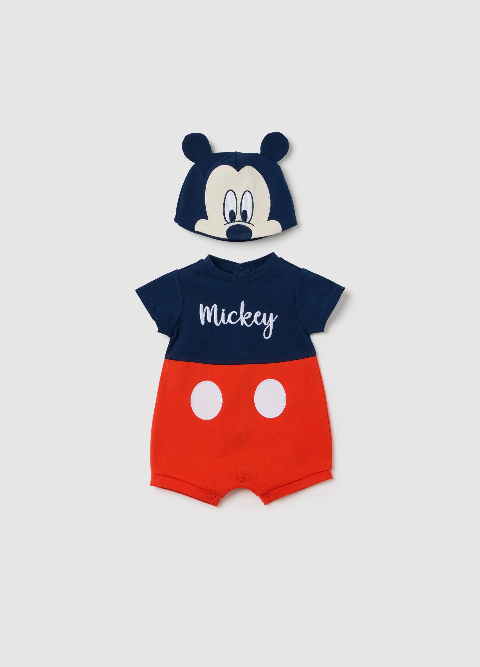 Cotton Mickey Mouse Romper with Hat