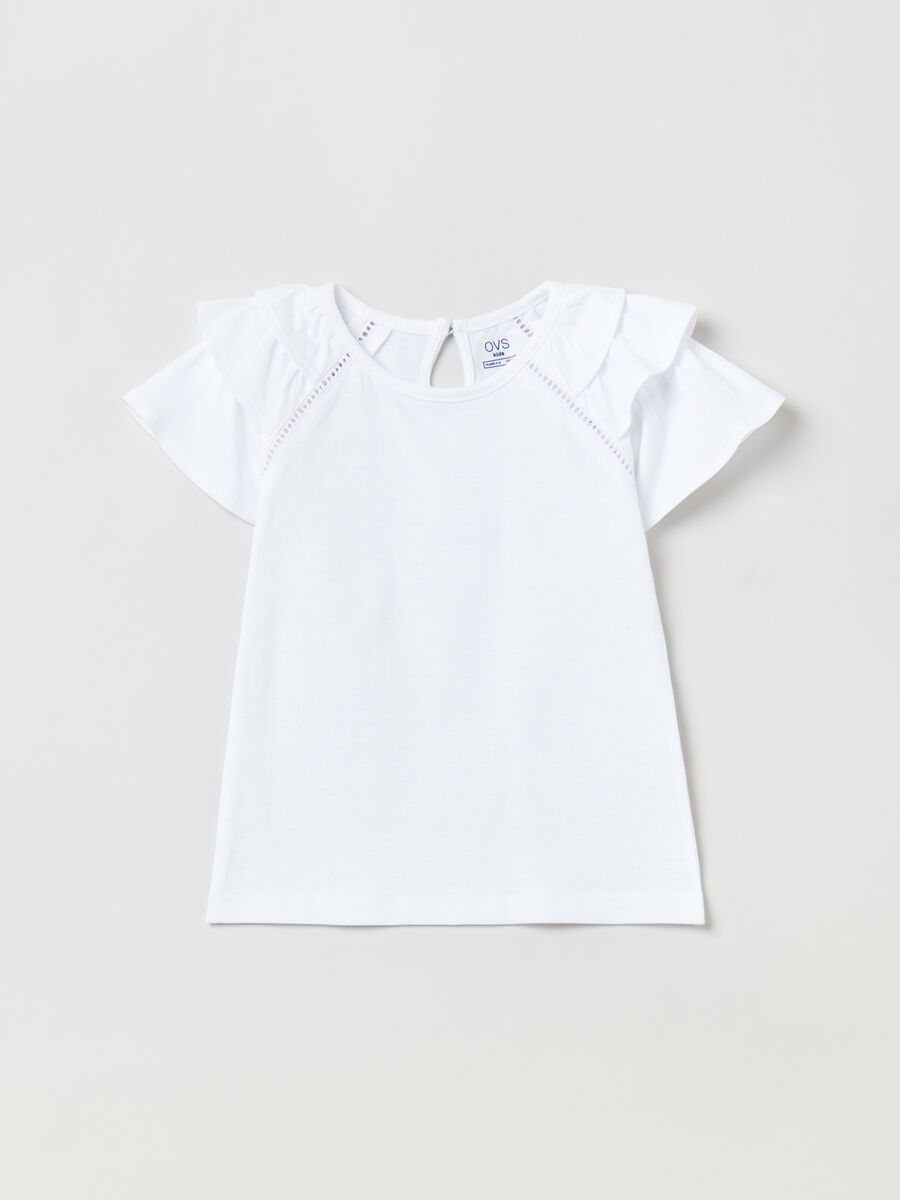 Cotton T-shirt with openwork inserts_0