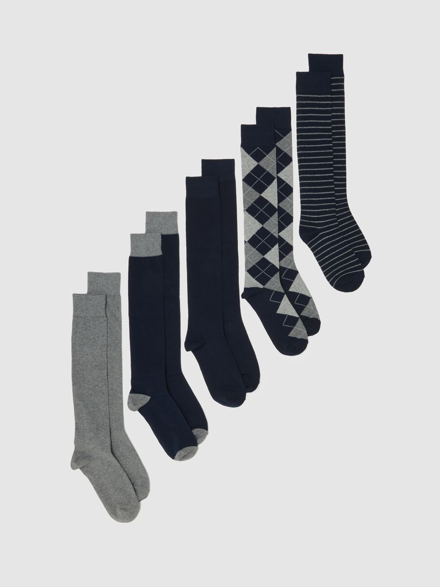 Multipack calze lunghe in misto cotone multicolor a righe_0