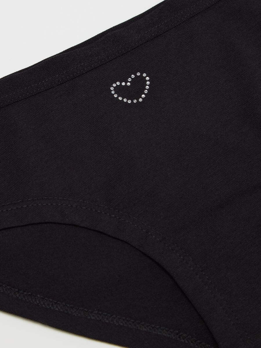 Stretch cotton French knickers with diamanté heart_2