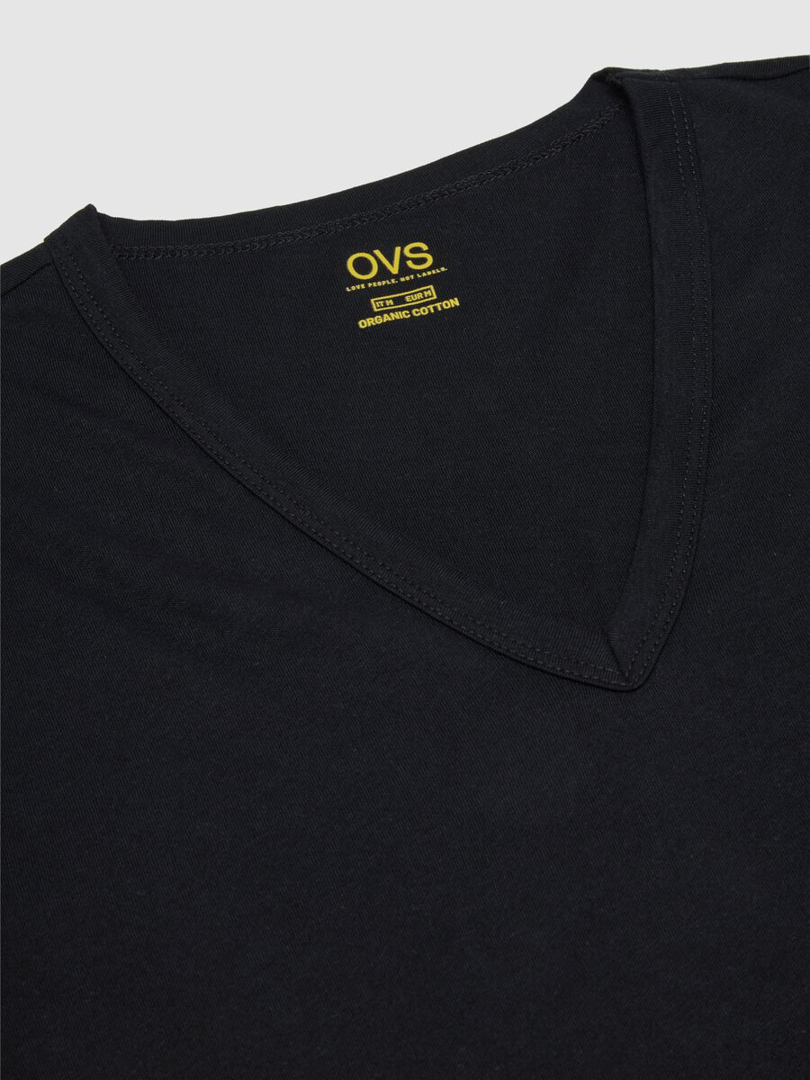 Bipack di t-shirt da uomo in puro cotone nere con scollo a V_5