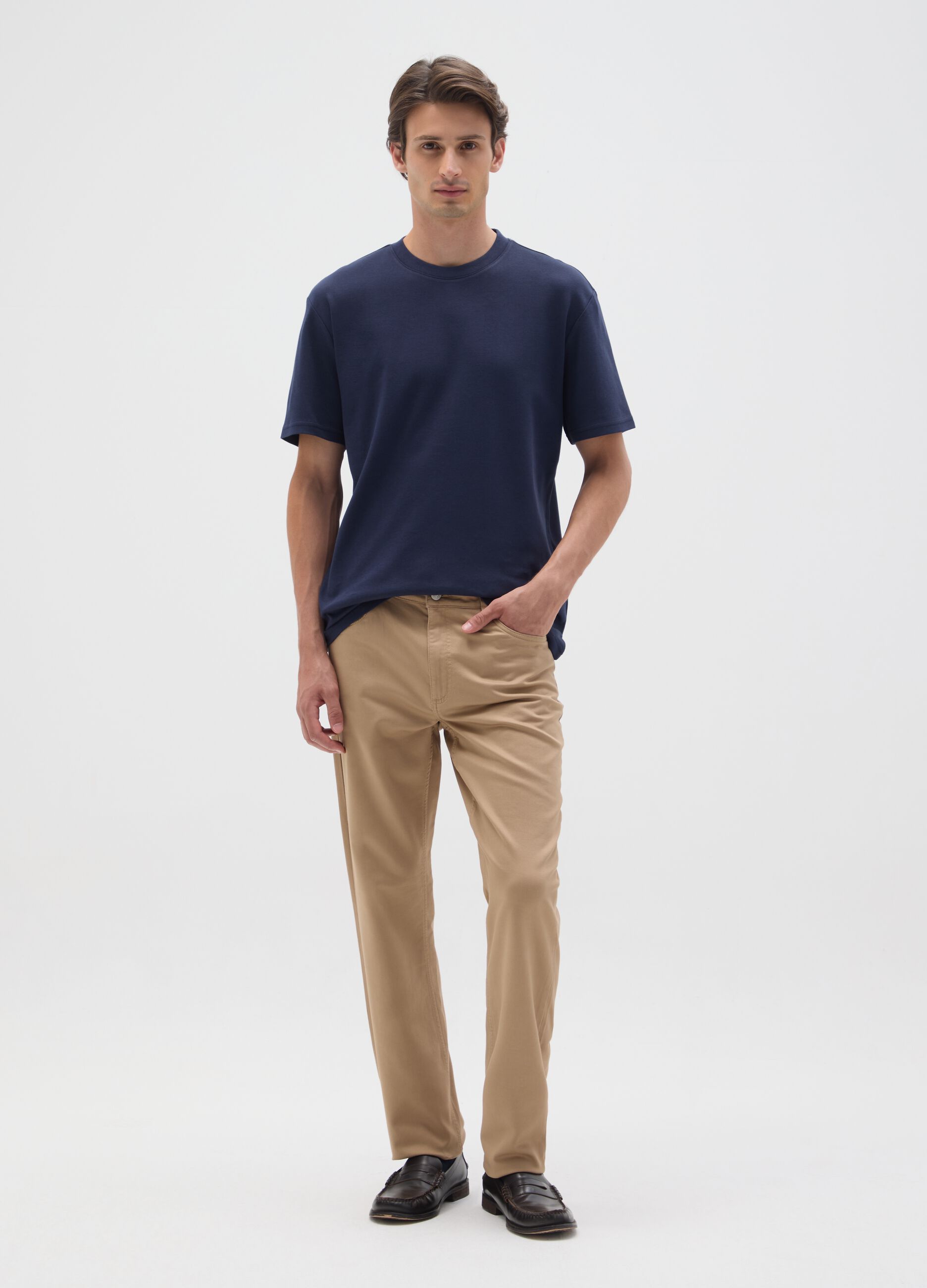 Blue pure cotton T-shirt relaxed fit