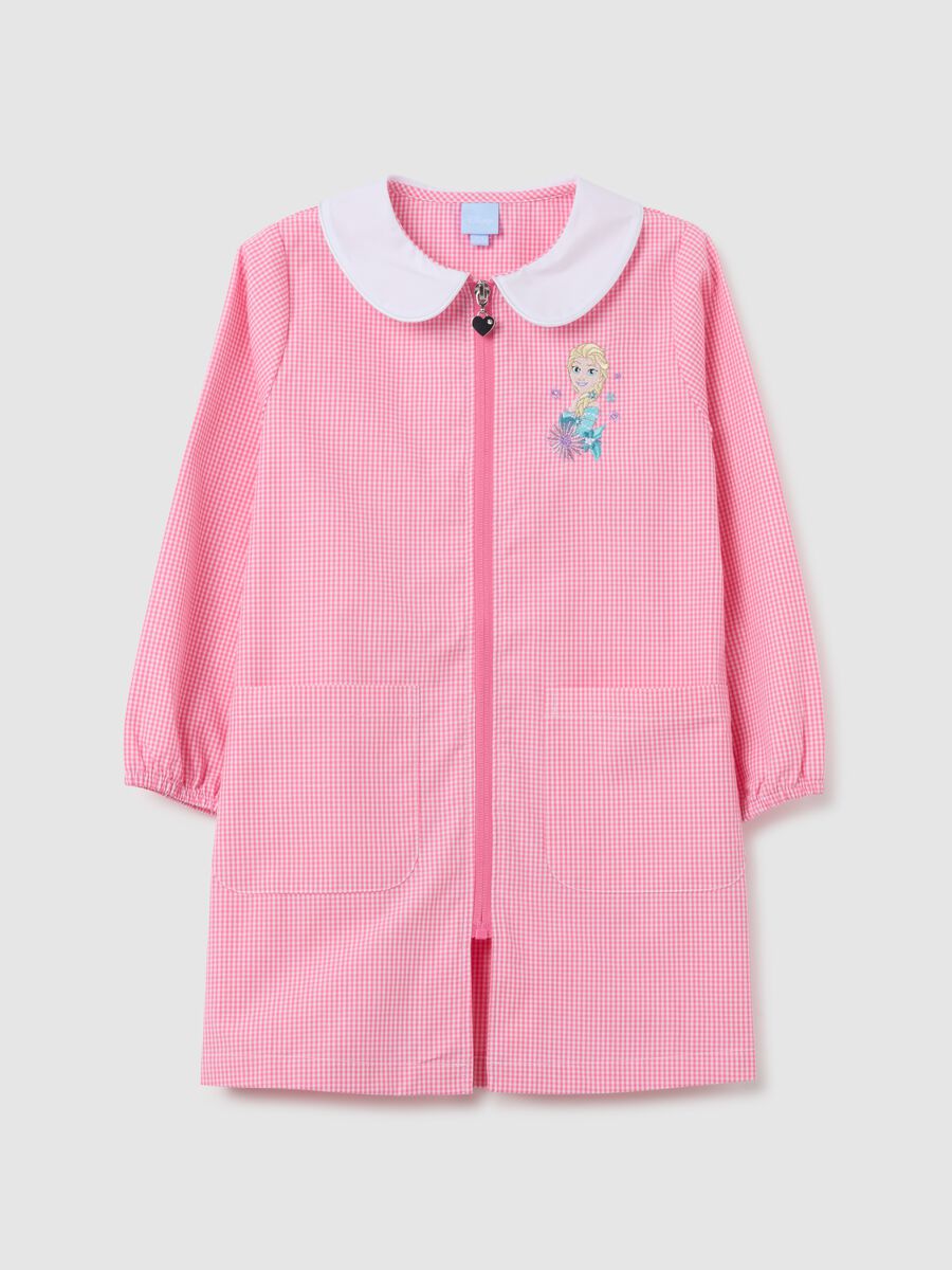 Girls' multicolour cotton blend school apron with collar_0