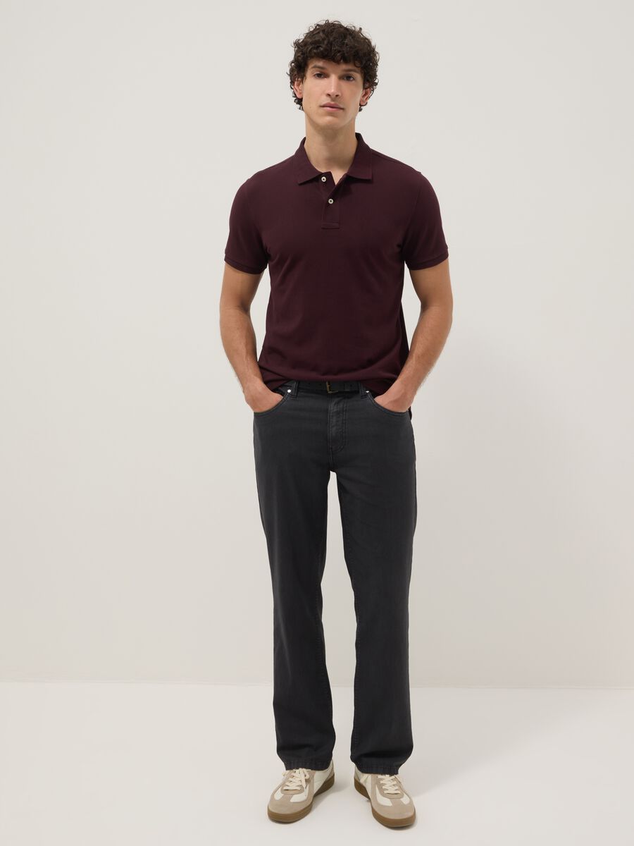 Black casual linen-cotton blend regular-fit trousers_0