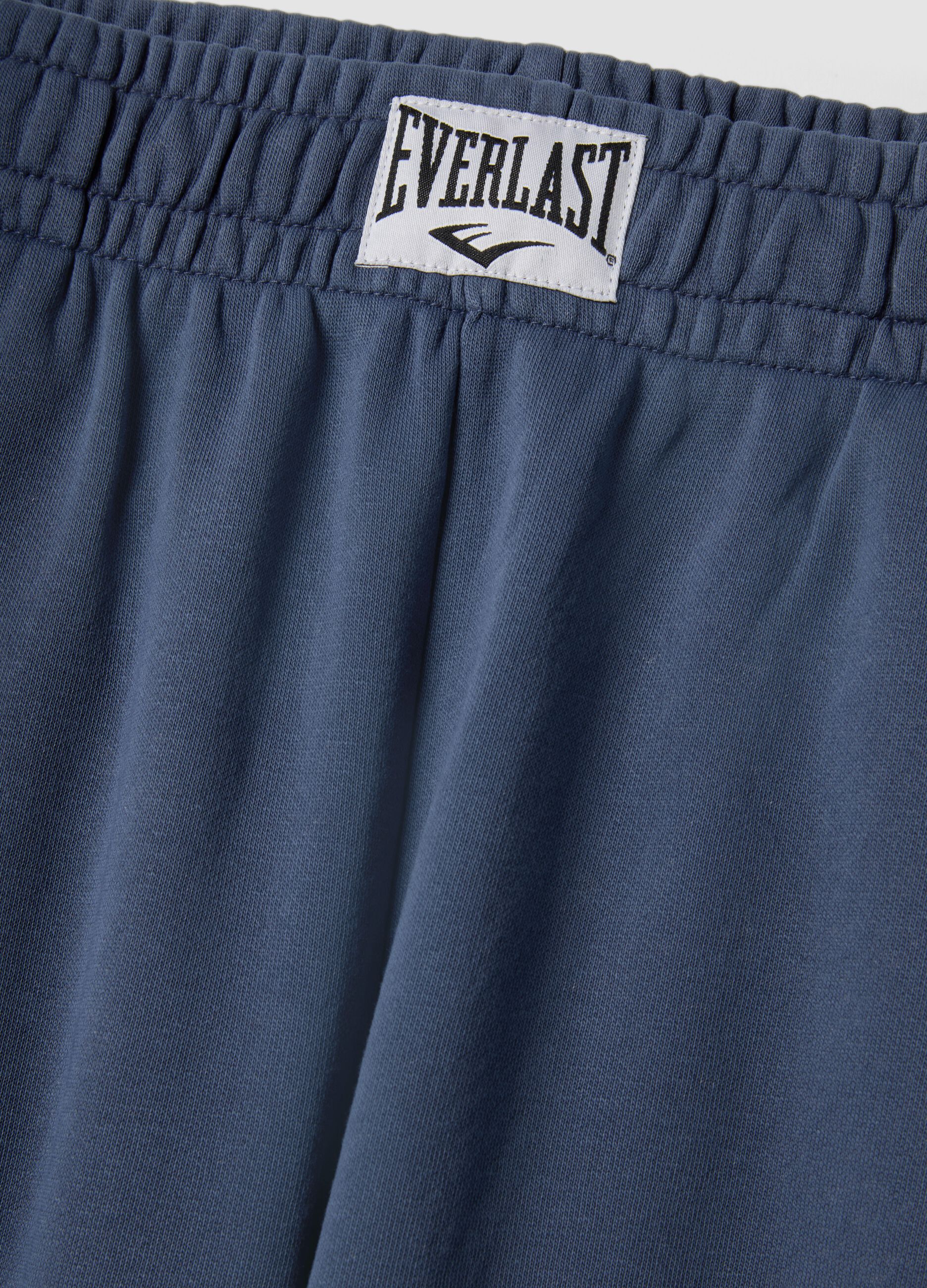 Blue cotton blend shorts regular fit with Everlast logo