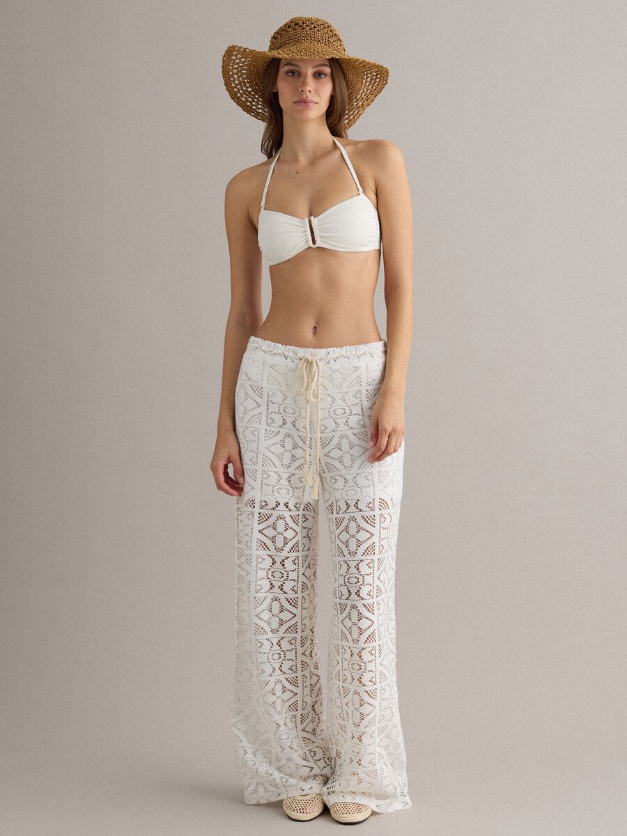 White bandeau bikini top in stretch fabric_1