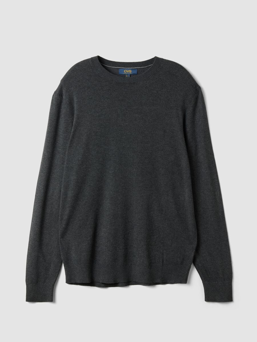 Maglia girocollo grigia in misto viscosa regular fit_0