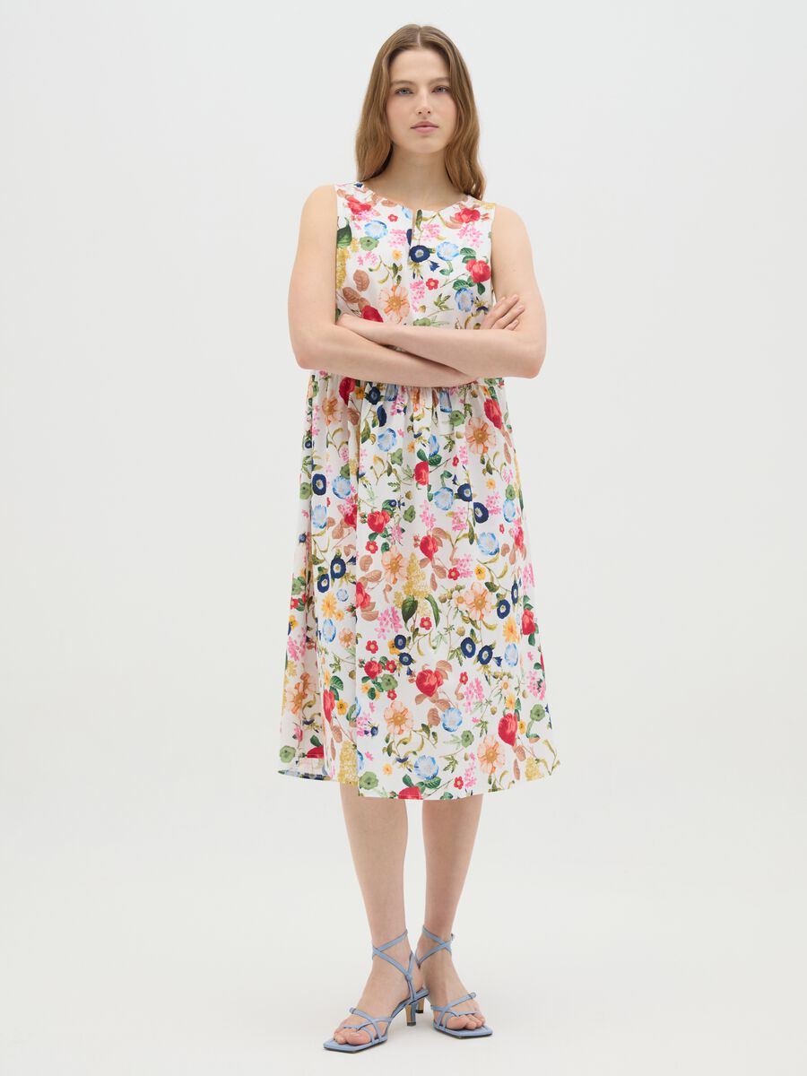 Women's multicolour stretch cotton midi dress_0