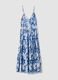 Blue and white pure viscose maxi dress with floral print_0