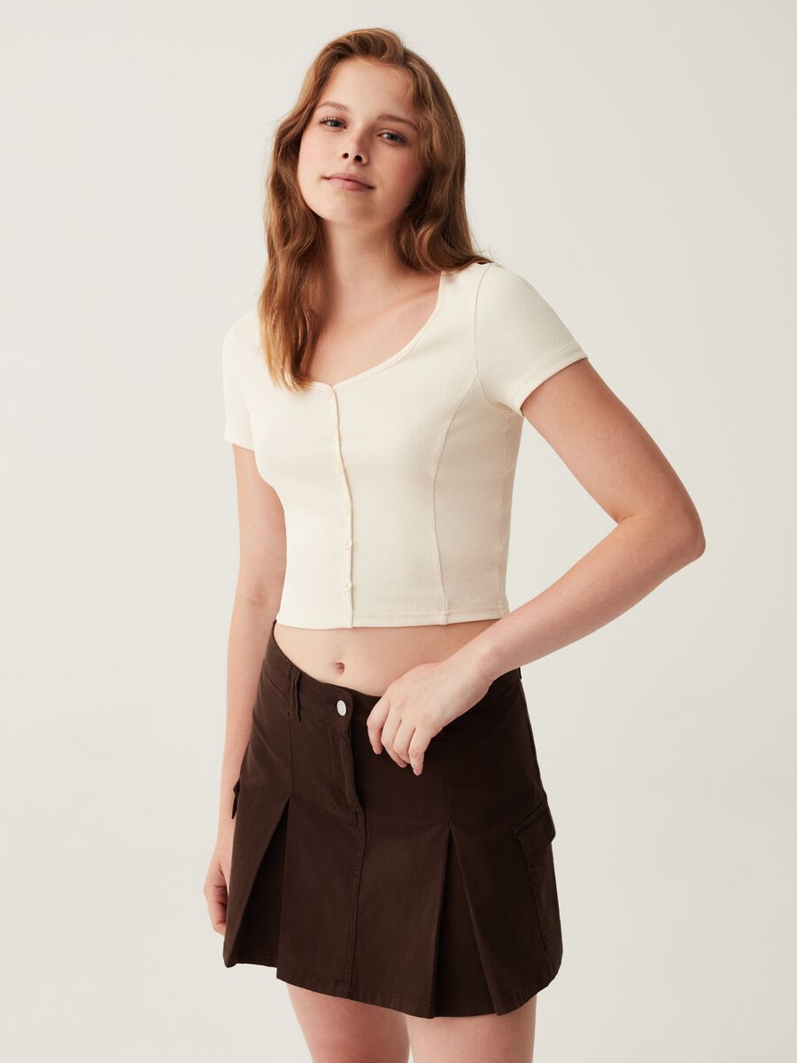 T-shirt cropped a costine scollo serafino_0