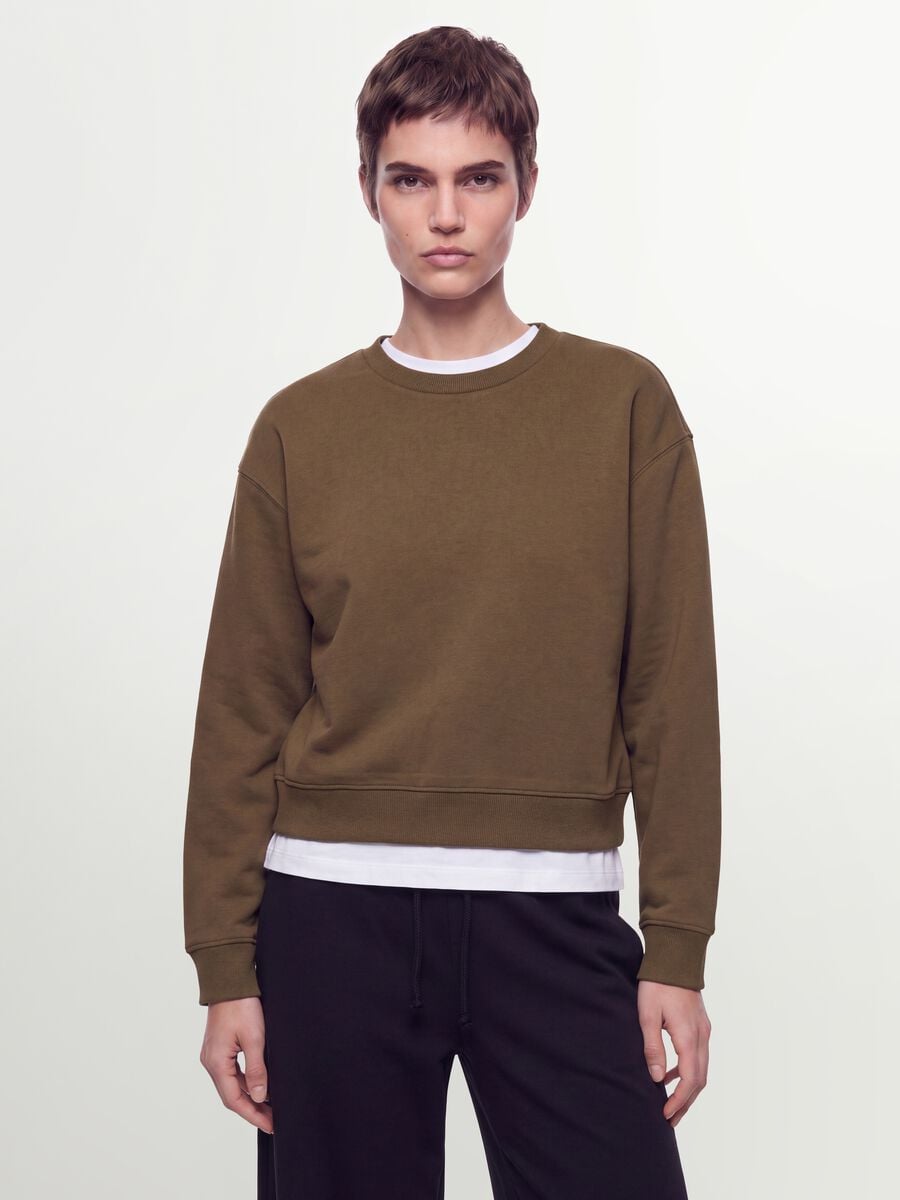 Felpa verde in misto cotone a girocollo regular fit_0